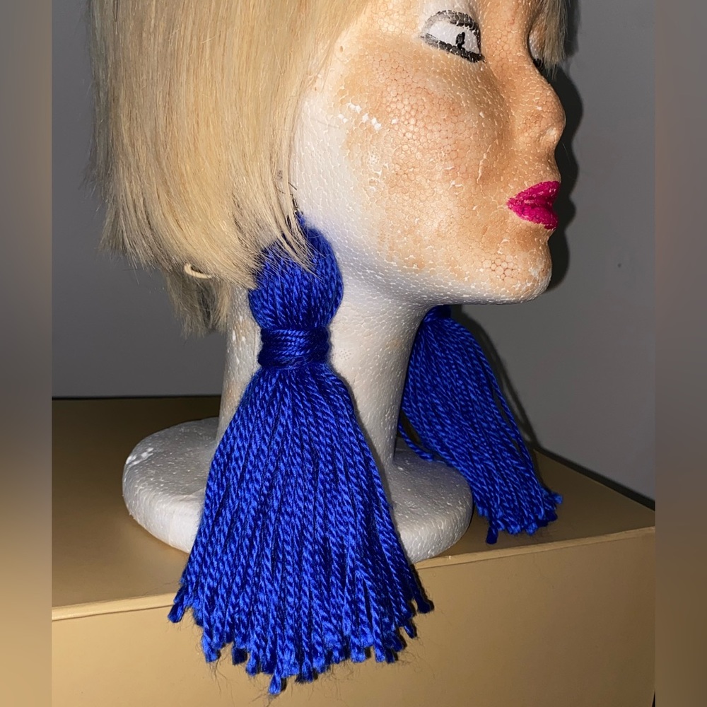 Custom Royal Blue fringe earrings